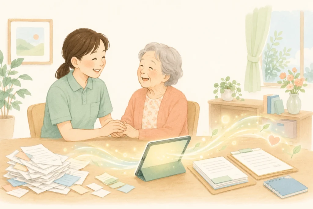 AIが書類を、人は人のそばに